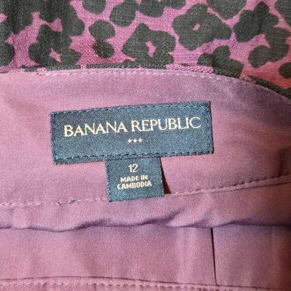 Banana Republic Animal Print Cotton Pencil Skirt 12 Purple Black Artsy Office - Picture 6 of 9